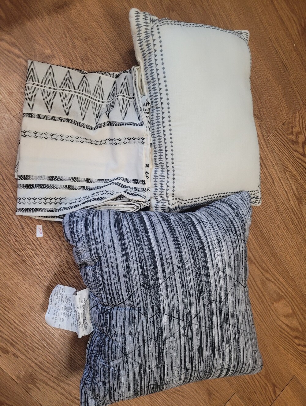Threshold Set Of 2 Decorative Pillows And 2 King Size Shams Gray Cream Black